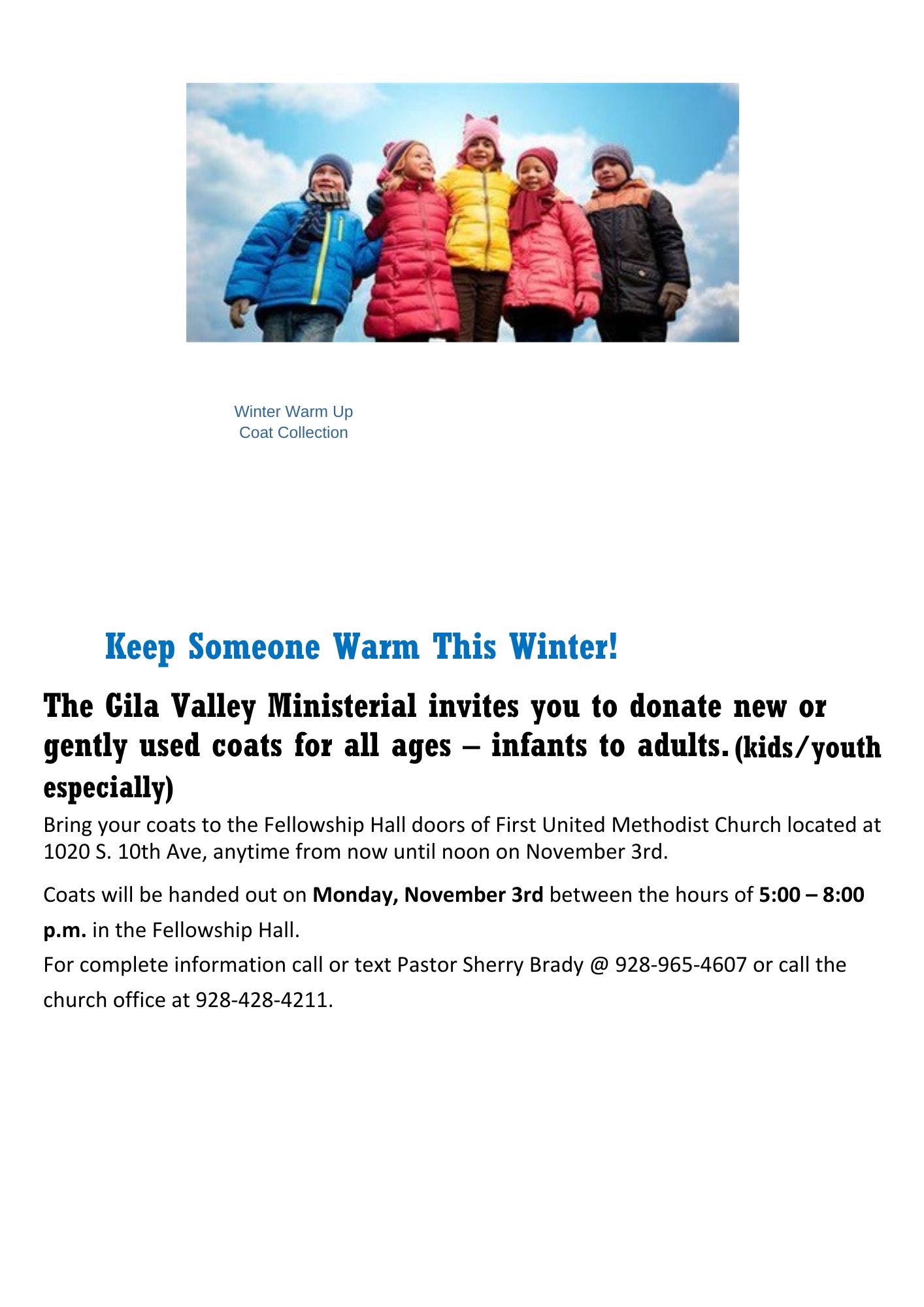 The Gila Valley Ministerial Coat Drive