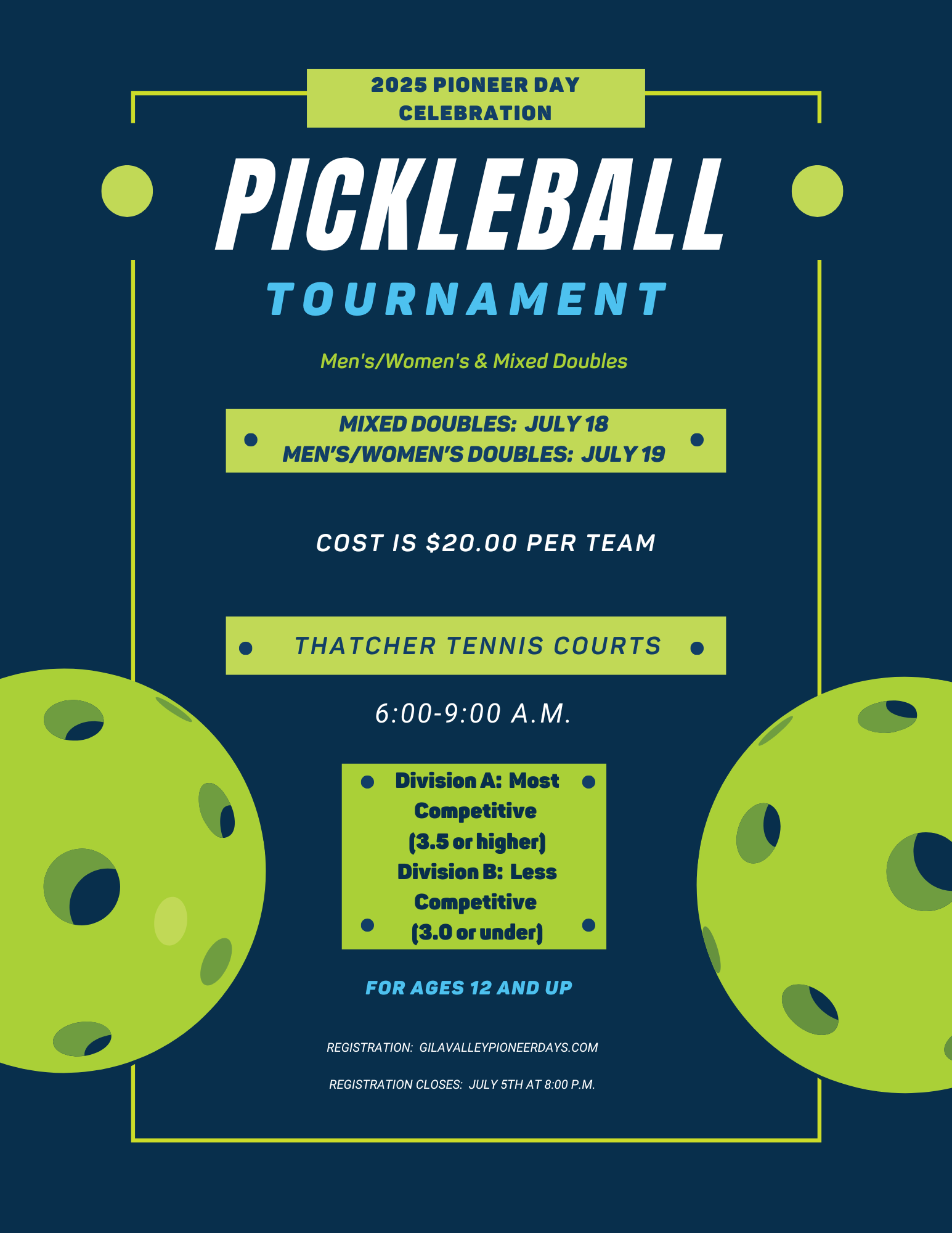 2025 Pioneer Day Pickleball Tournament