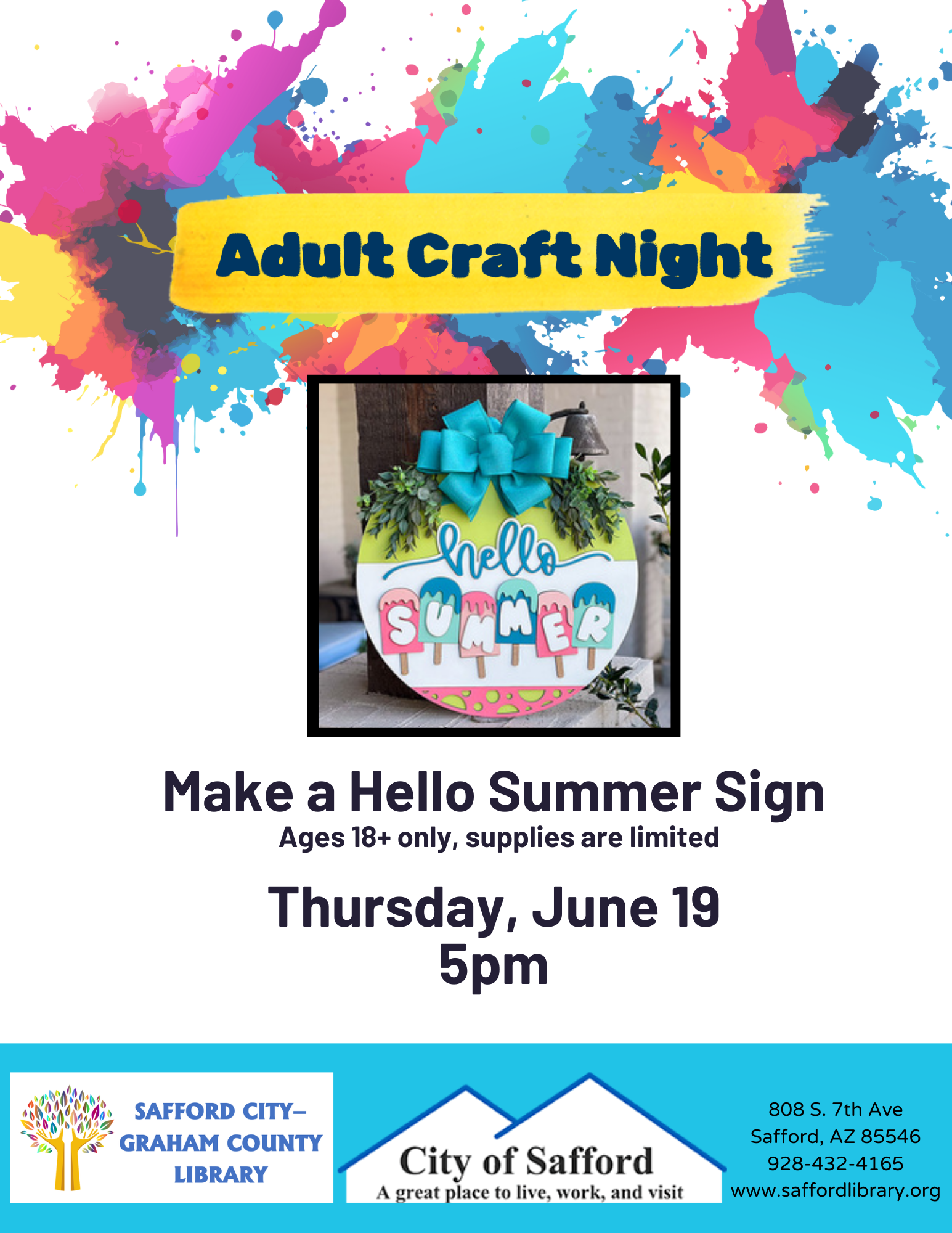 Hello Summer Sign - Adult Craft Night