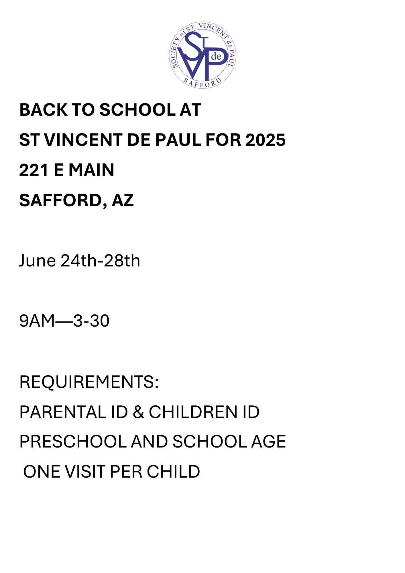 Saint Vincent De Paul Back to School