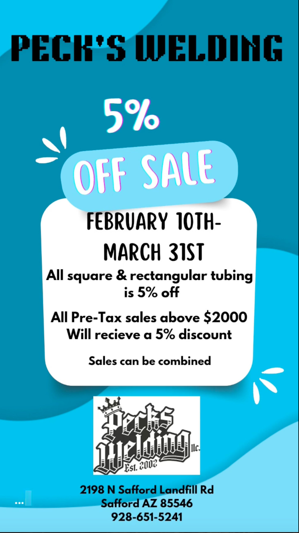 Peck's Welding Sale