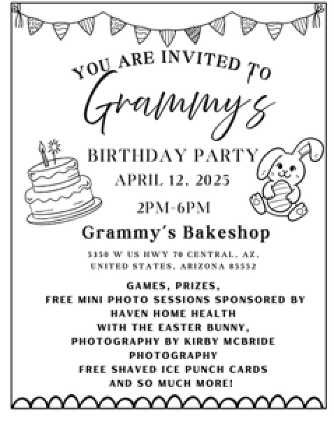 Grammy's Bakeshop Birthday Party